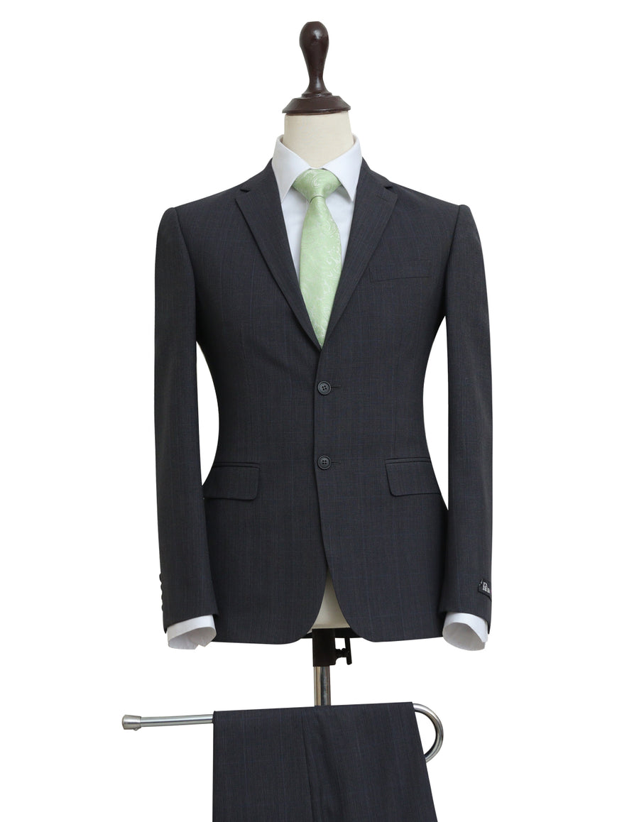 Charcoal Grey Two Piece Check Suit