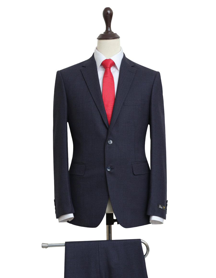 Dark Navy Pure Wool Textured Suit