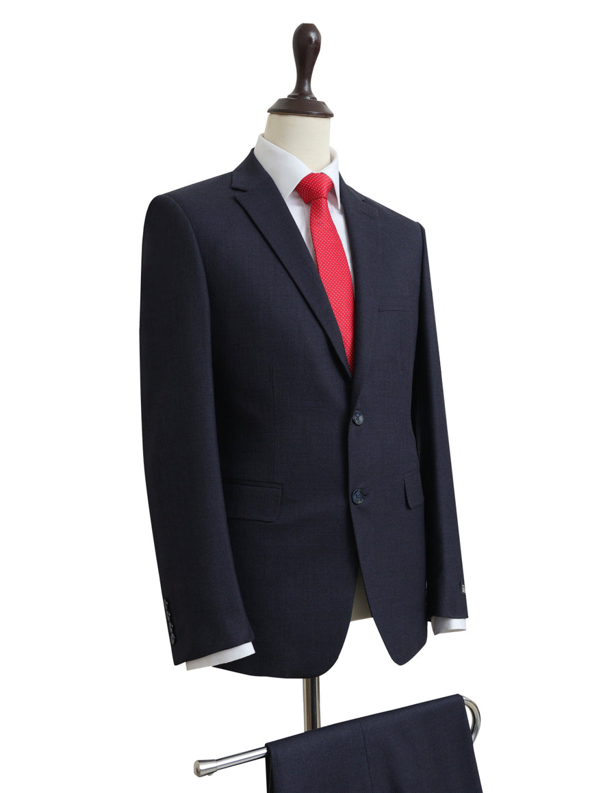 Dark Navy Pure Wool Textured Suit