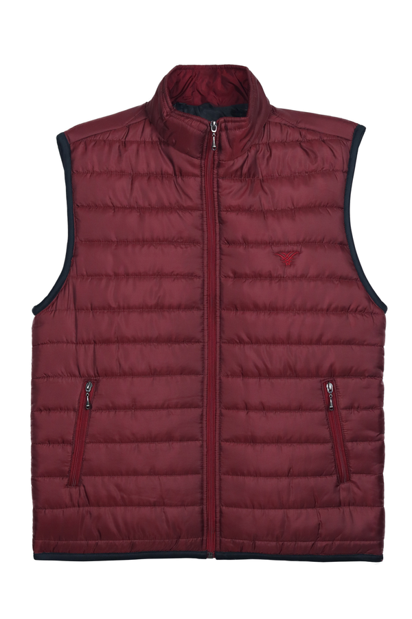 Maroon Sleeveless Puffer Jacket
