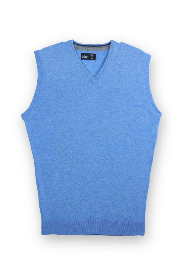 100% Lambswool Sleeveless Sweater - Sky Blue