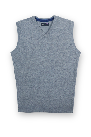 100% Lambs Wool V Neck Sweater - Grey