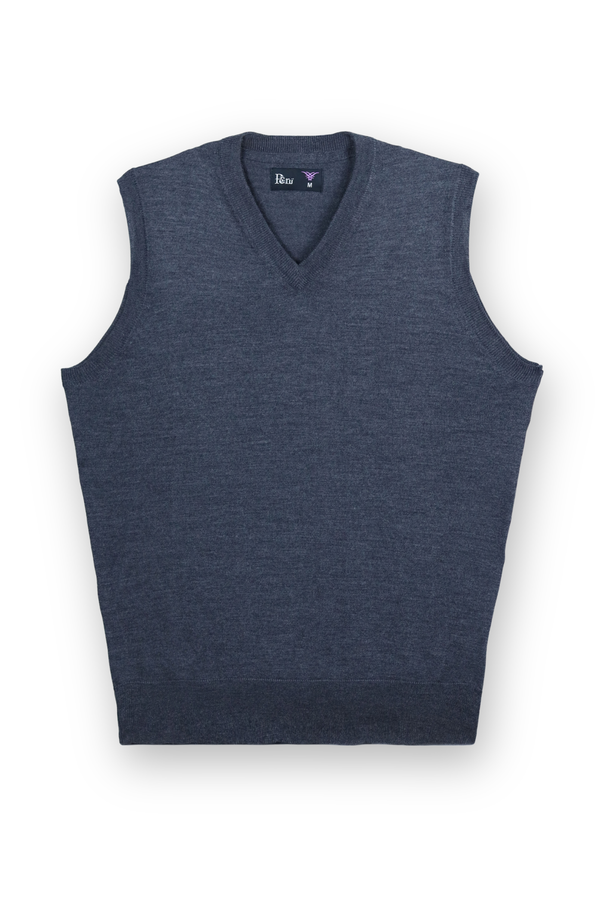Merino Wool Sleeveless Sweater - Grey