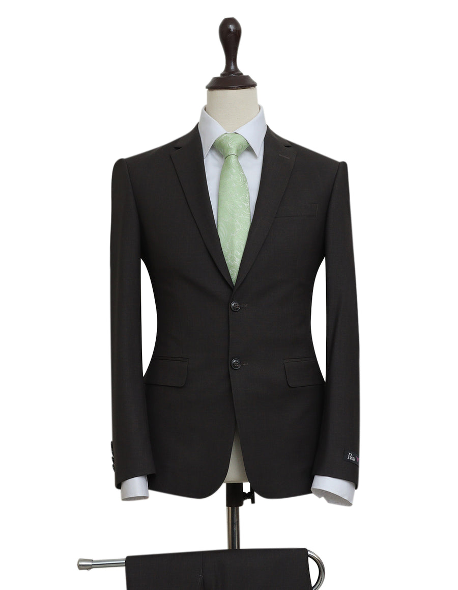 Classic Dark Brown Wool Suit