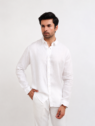 Classic White Full Sleeve Linen Shirt