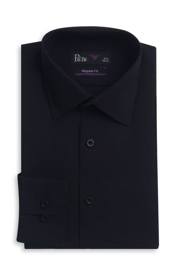 Classic Black Pure Cotton Formal Dress Shirt