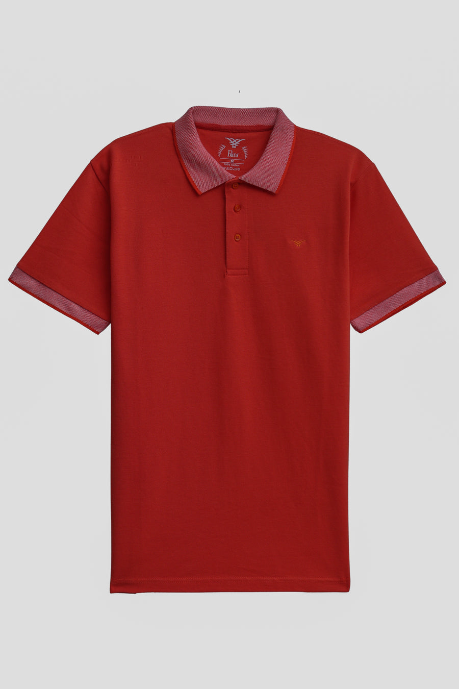 Orange Contrast Collar Pique Knit Polo
