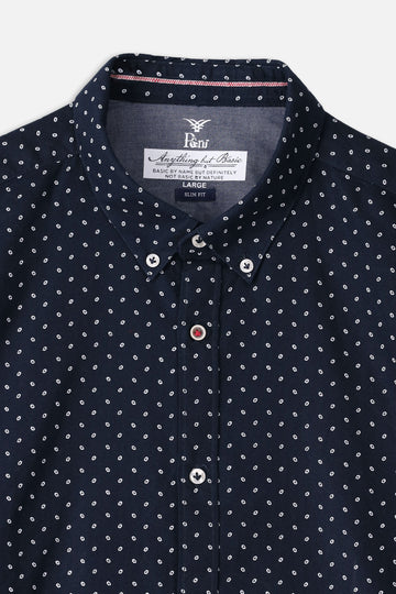 Navy Print Casual Shirt