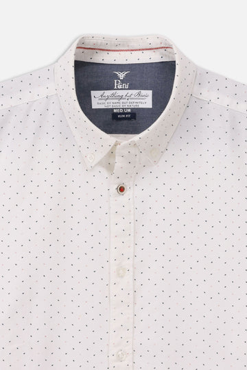 White Print Button Down Shirt