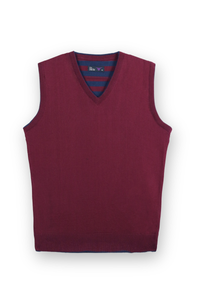 Burgundy V Neck Sleeveless Sweater
