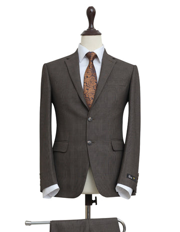 Brown Self Check Tropical Suit