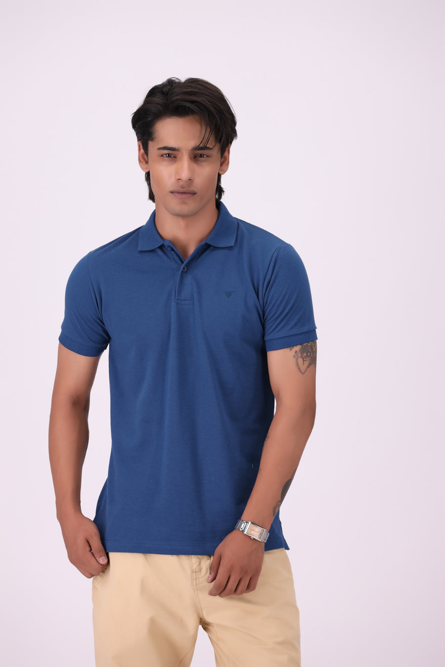 Blue Basic Pique Knit Polo