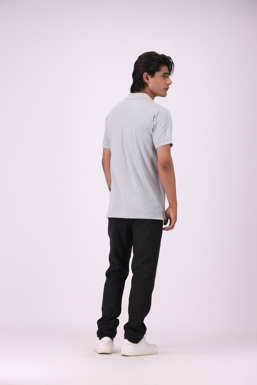 Grey Basic Pique Knit Polo