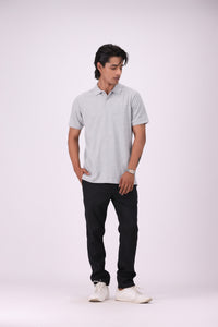 Grey Basic Pique Knit Polo