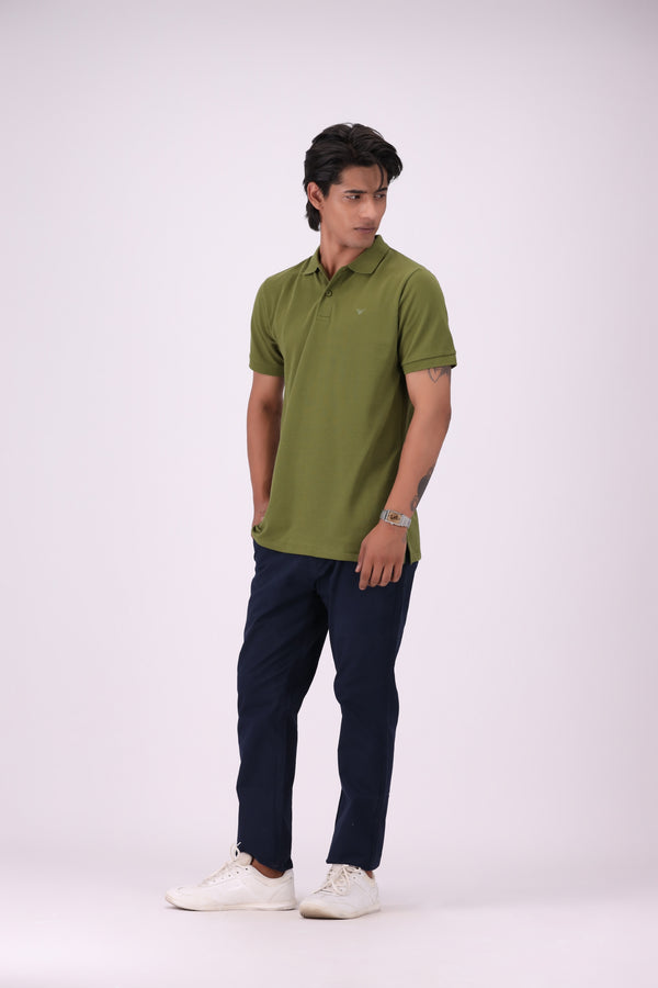 Green Basic Pique Knit Polo