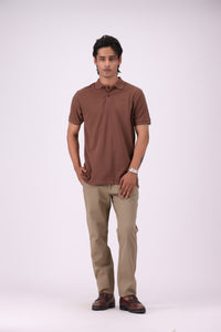 Brown Pique Knit Polo