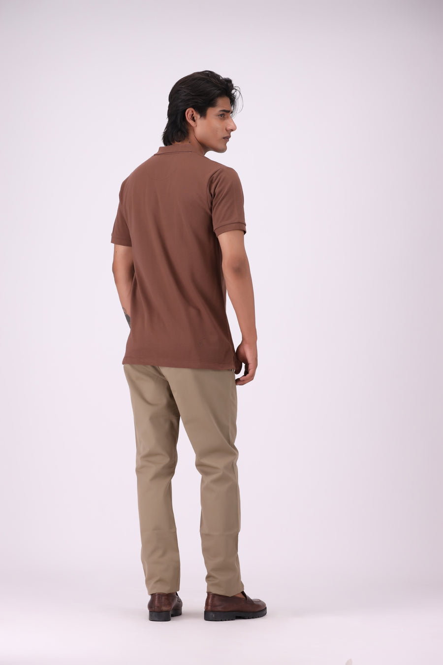 Brown Pique Knit Polo