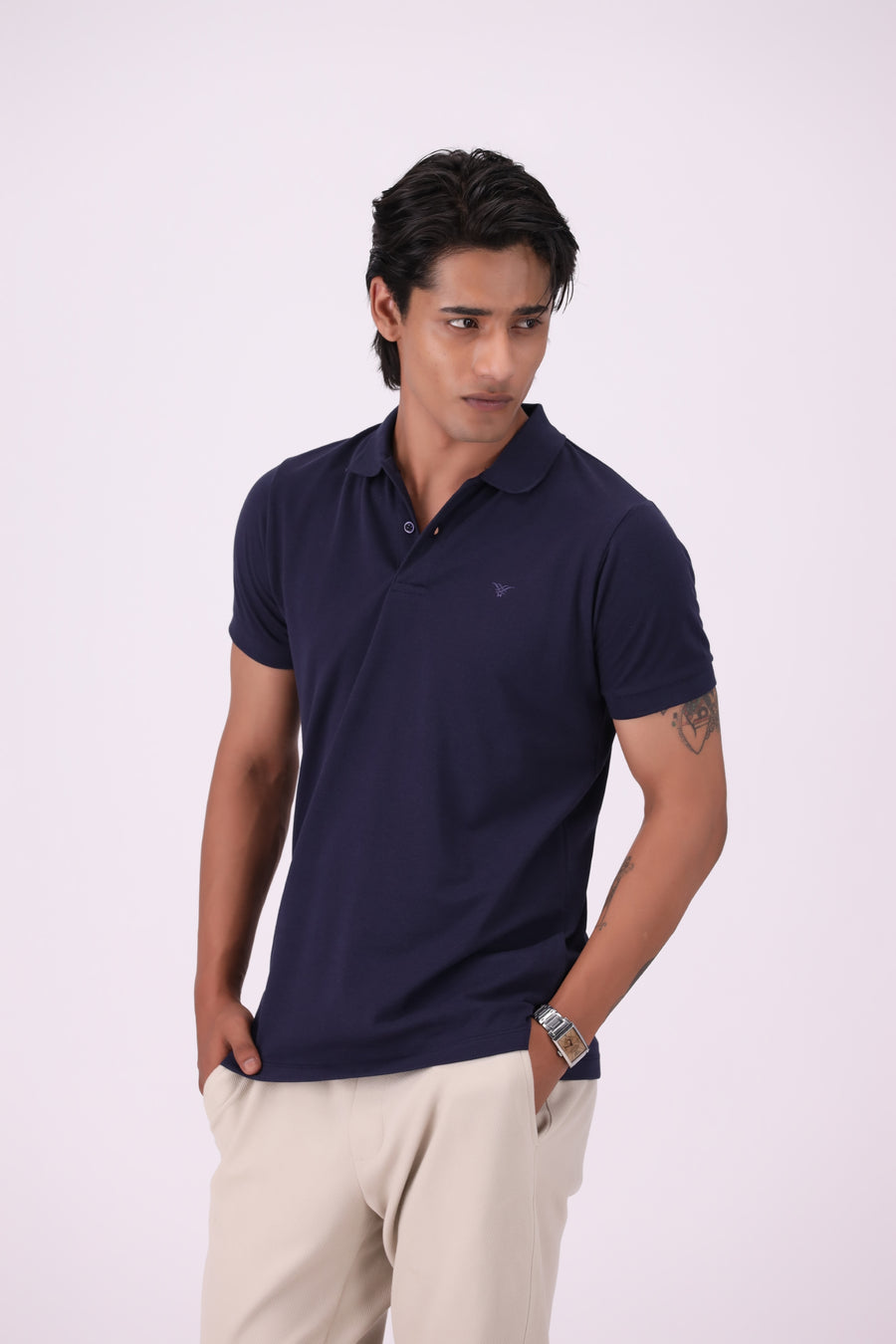 Navy Pique Knit Polo