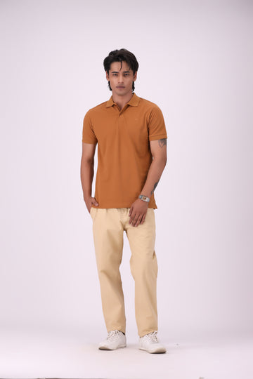 Khaki Pique Knit Polo