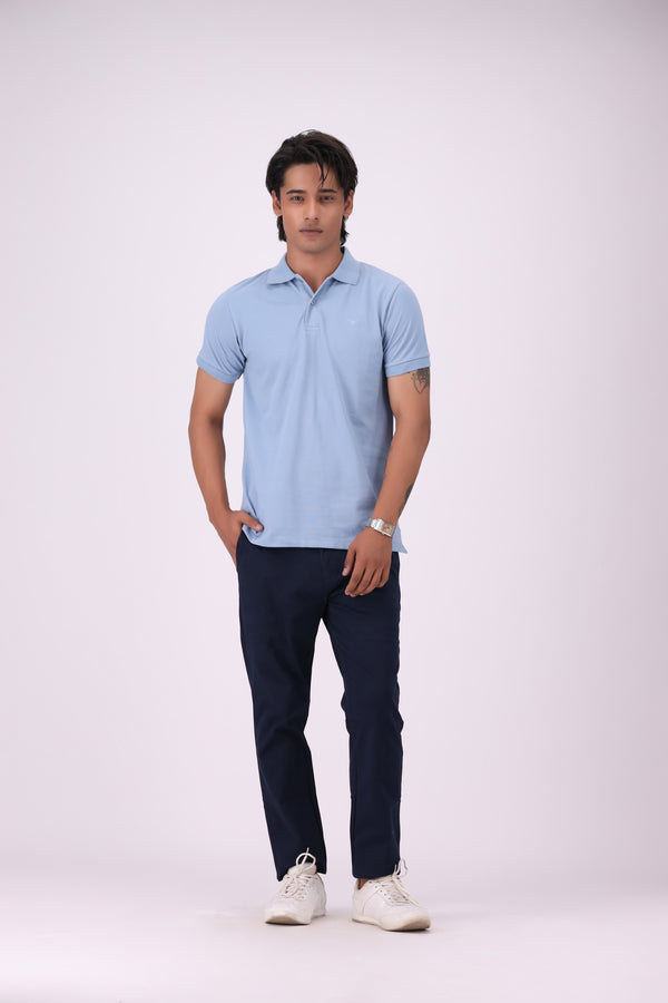 Light Blue Basic Pique Knit Polo