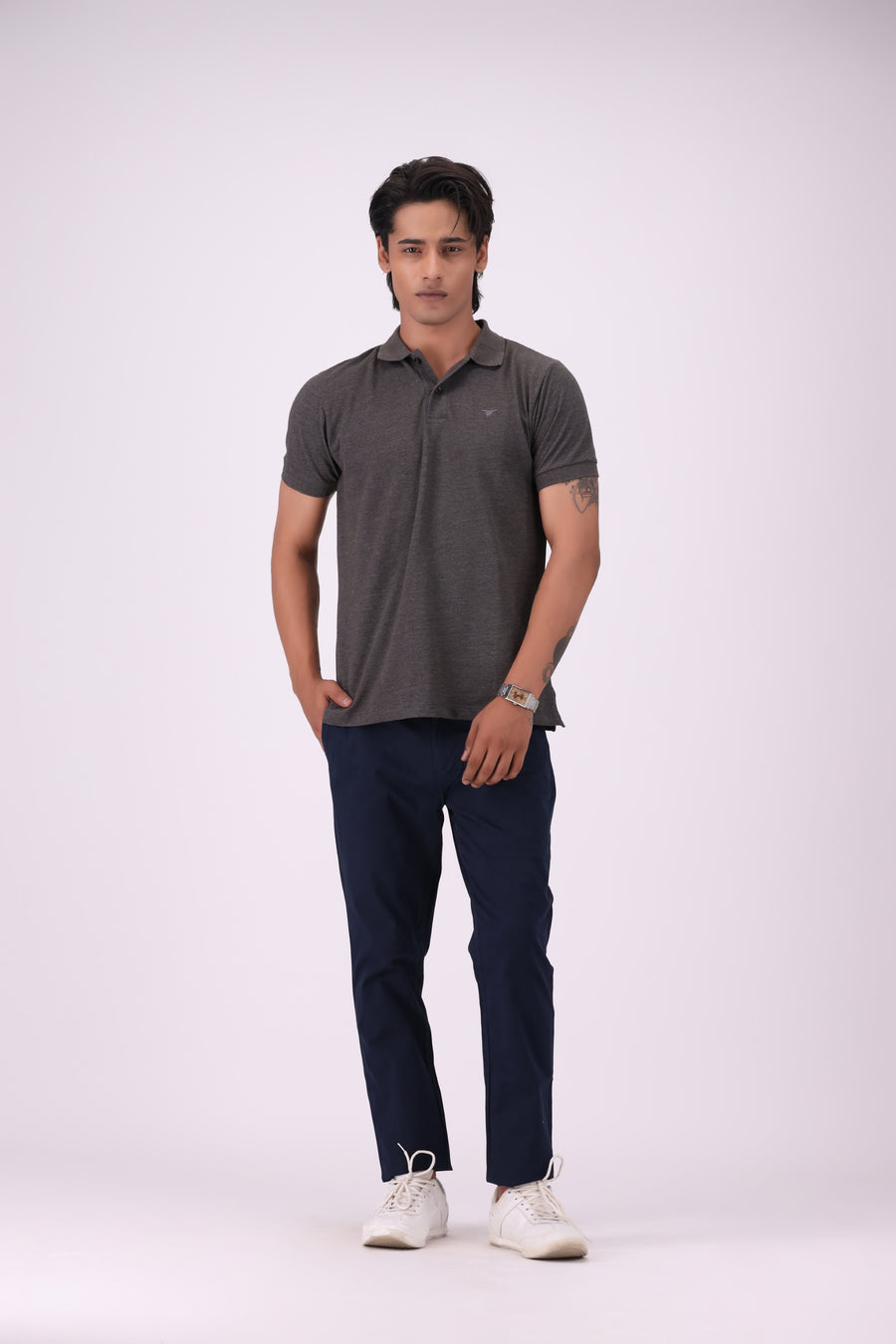 Charcoal Pique Knit Polo