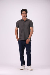 Charcoal Pique Knit Polo