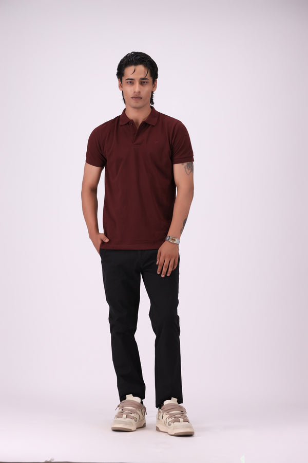 Burgundy Basic Pique Knit Polo