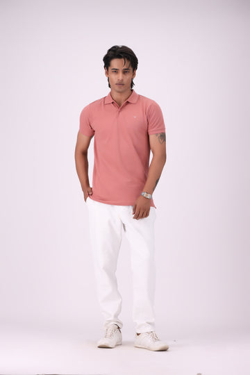 Tea Pink Pique Knit Polo