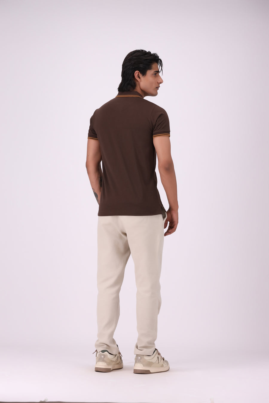 Dark Brown Contrast Tipping Polo
