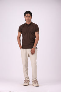 Dark Brown Contrast Tipping Polo