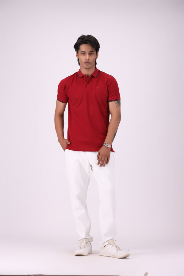 Red Basic Pique Knit Polo