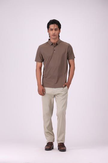 Brown Polyamide Polo