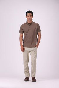 Brown Polyamide Polo