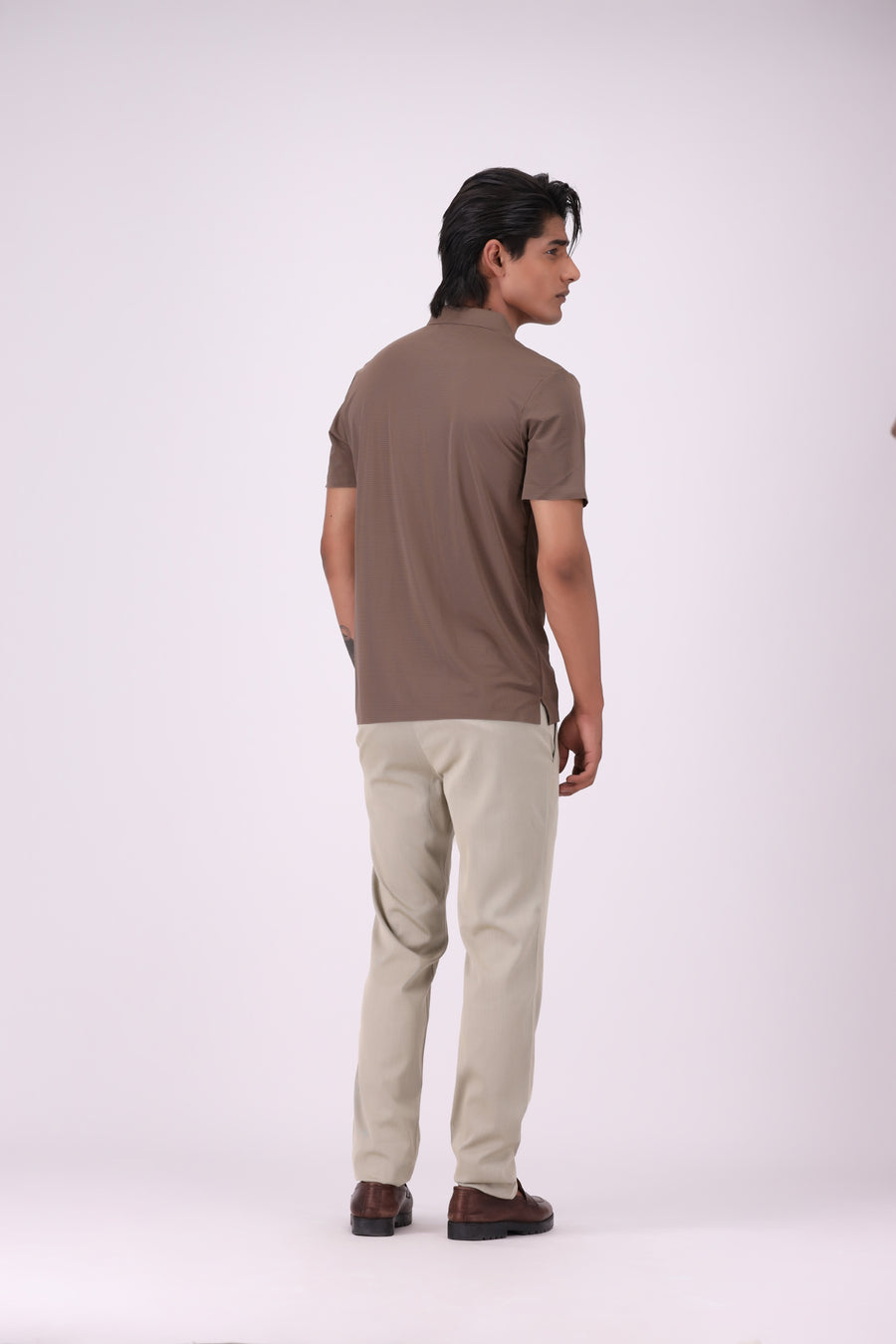 Brown Polyamide Polo