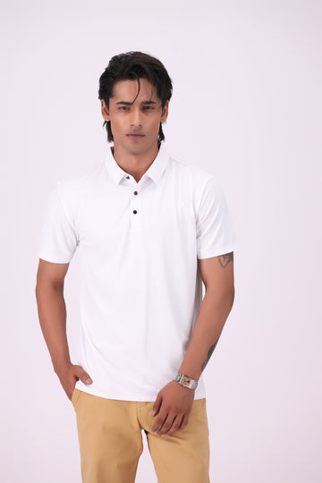 White Polyamide Polo