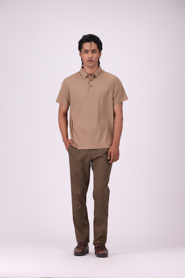 Brown Polyamide Polo