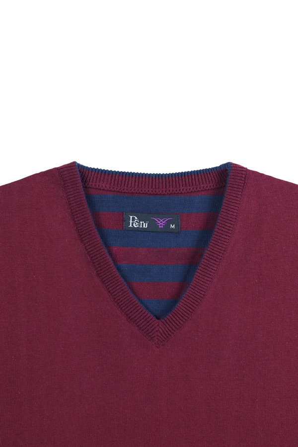 Burgundy V Neck Sleeveless Sweater