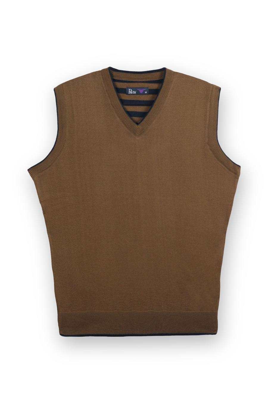 Rust Brown V Neck Sleeveless Sweater