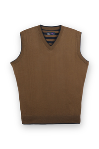 Rust Brown V Neck Sleeveless Sweater
