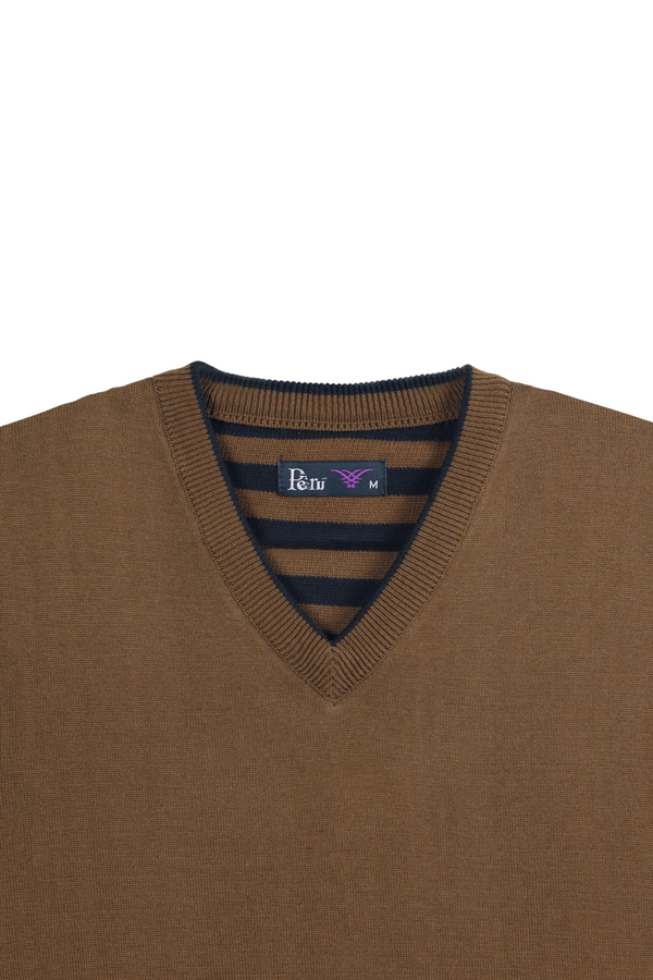 Rust Brown V Neck Sleeveless Sweater