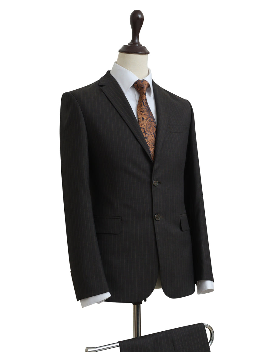 Brown Stripe Wool Suit
