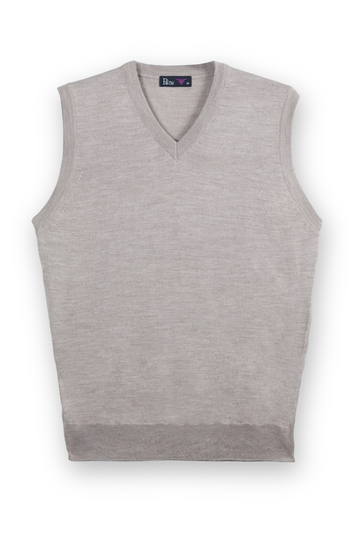 Beige Merino Blend Sleeveless Sweater