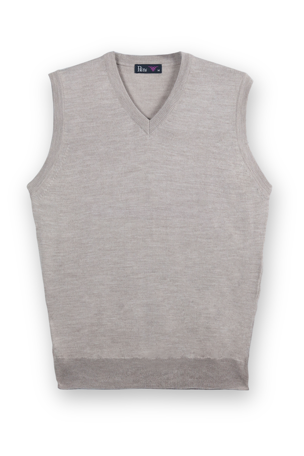 Beige Merino Blend Sleeveless Sweater