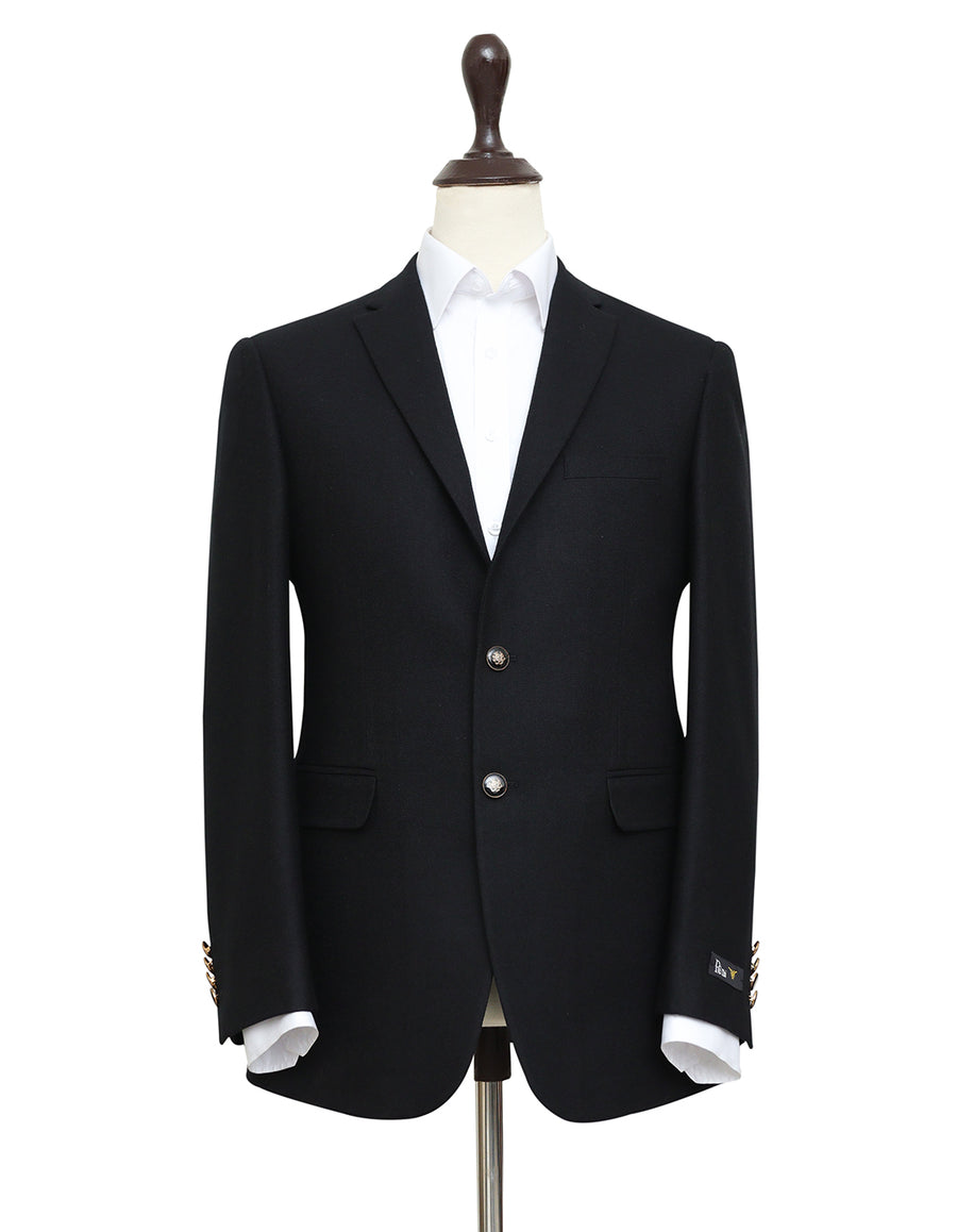 Classic Black Flannel Blazer