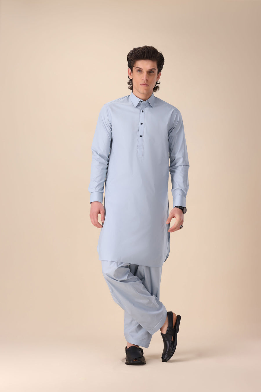 Classic Blueish Grey Regular Fit Shalwar Kameez