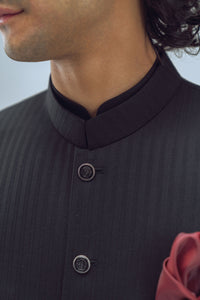 Classic Black Stripe Wool Waistcoat