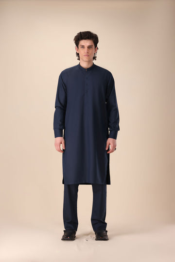 Navy Blue Slim Fit Shalwar Kameez