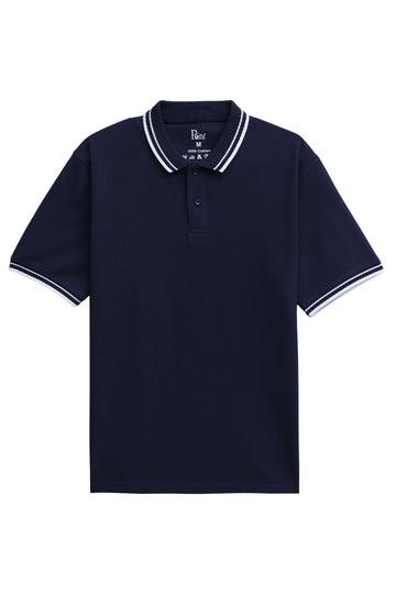 Navy Cotton Tipping Polo