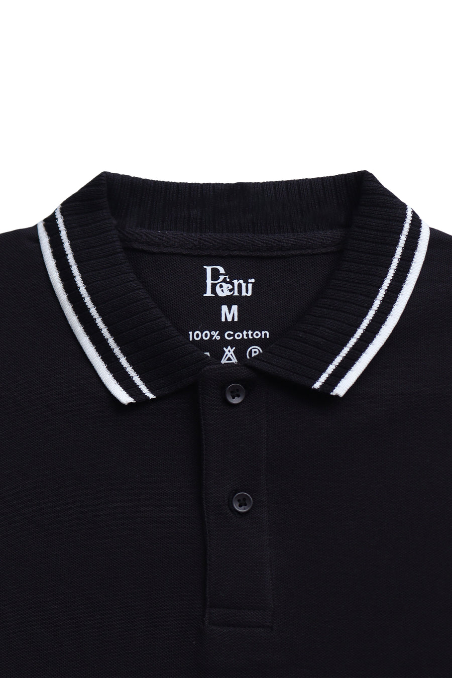 Classic Black Contrast Collar Polo