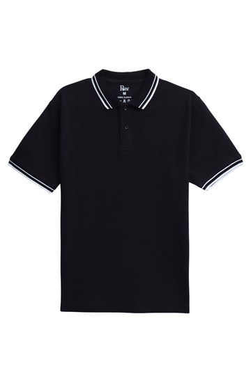 Black Cotton Tipping Polo